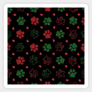 Christmas design doodle red green paws Sticker